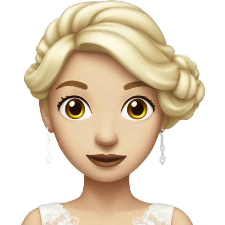 Beautiful blonde girl with Wedding dress with bow  emoji