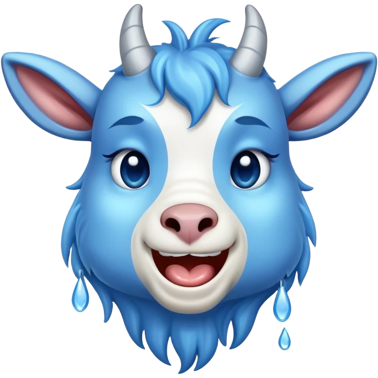 Laughing blue goat add tears emoji