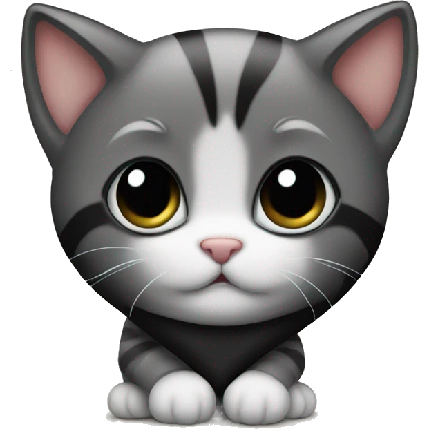 Kitten holding a Black heart emoji