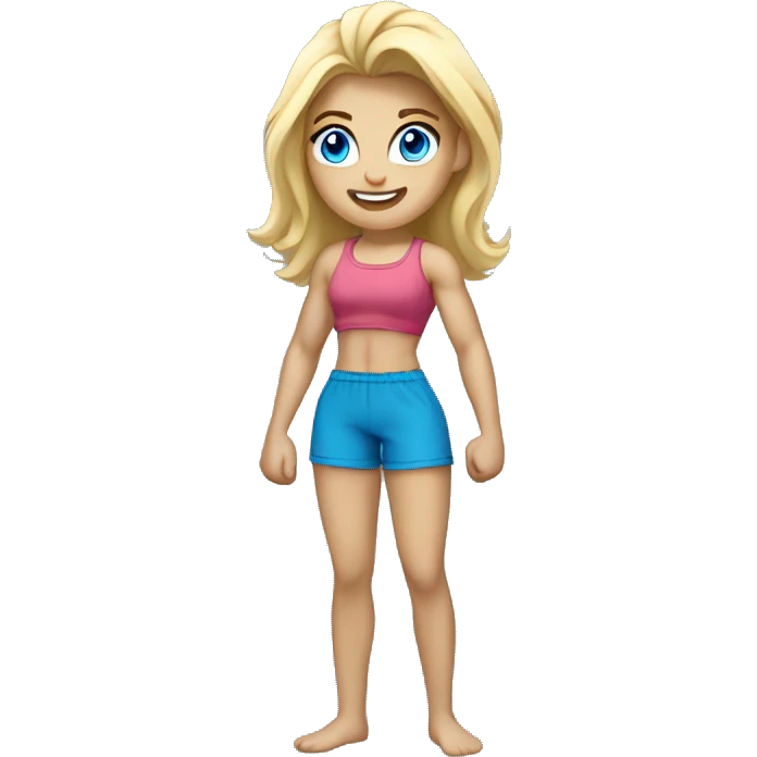 blonde blue eyed girl flexing full body emoji