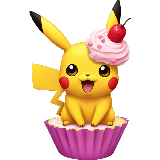 pikachu eating cupcake emoji