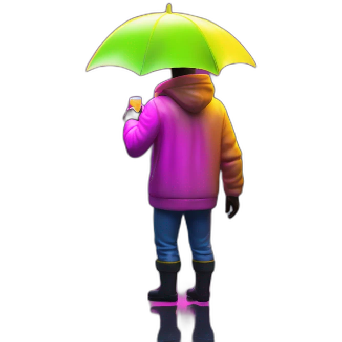 Juicy booty neon sign style man rain emoji