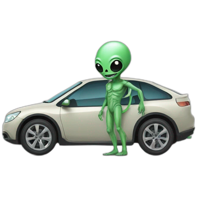 alien limpiando un coche emoji