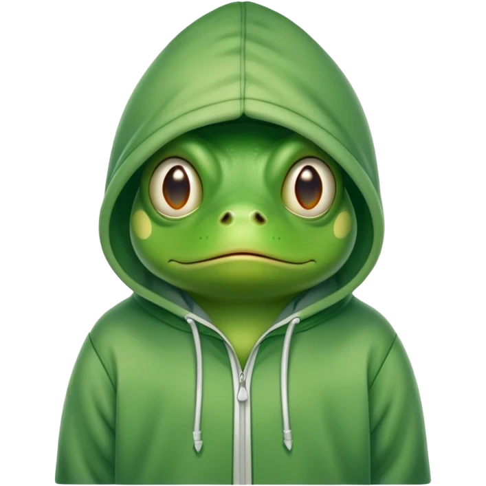 confused and frightened frog in a hoodie emoji