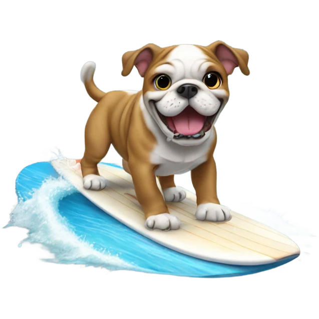 Bulldog puppy surfing emoji
