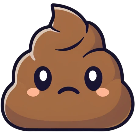 frowning poop cartoon sticker emoji