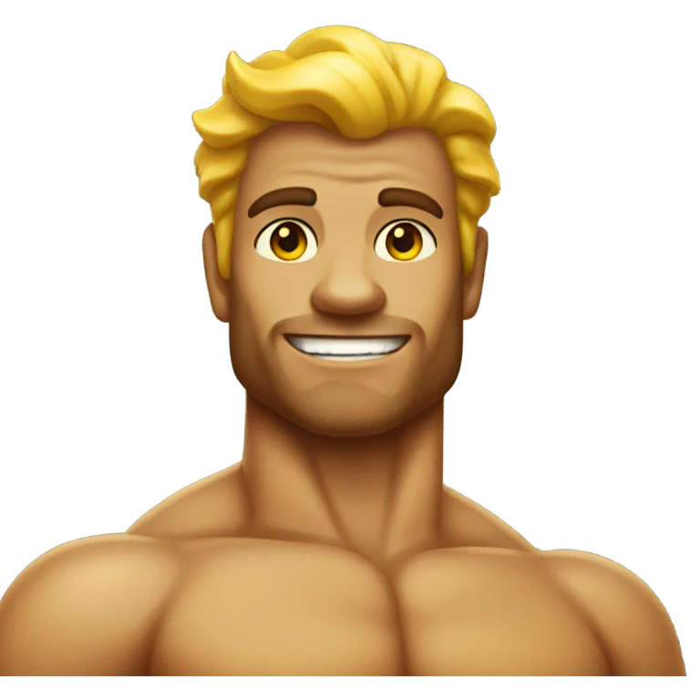 Tan muscular merman with yellow tail emoji