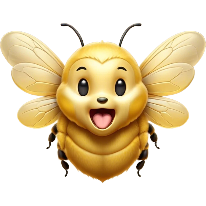 Cinematic Cute Yawning Bee Portrait Emoji, Head tilted slightly with a dramatic, wide-open yawn, showcasing a tiny, fuzzy body with gently drooping wings and sleepy, half-closed eyes, Simplified yet irresistibly adorable features, highly detailed, glowing with a soft, cozy golden glow, high shine, relaxed yet expressive, stylized with a dash of whimsical honey charm, soft glowing outline, capturing the essence of a drowsy yet affectionate bee that appears ready to stretch out for a nap! emoji