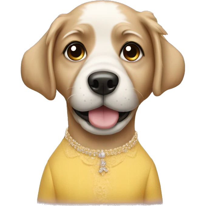 Dog wearing a dress and lashes emoji