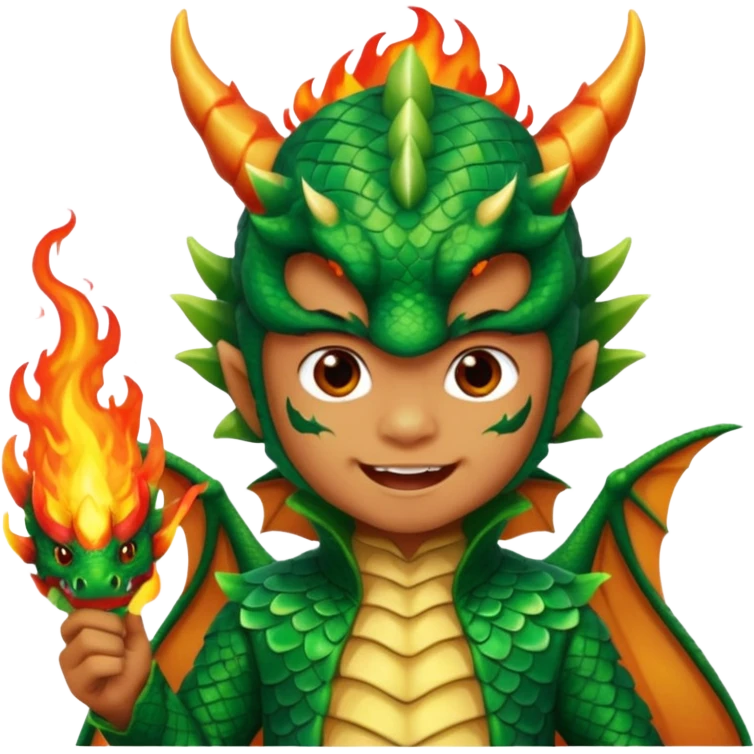 child getup like a dragon emoji