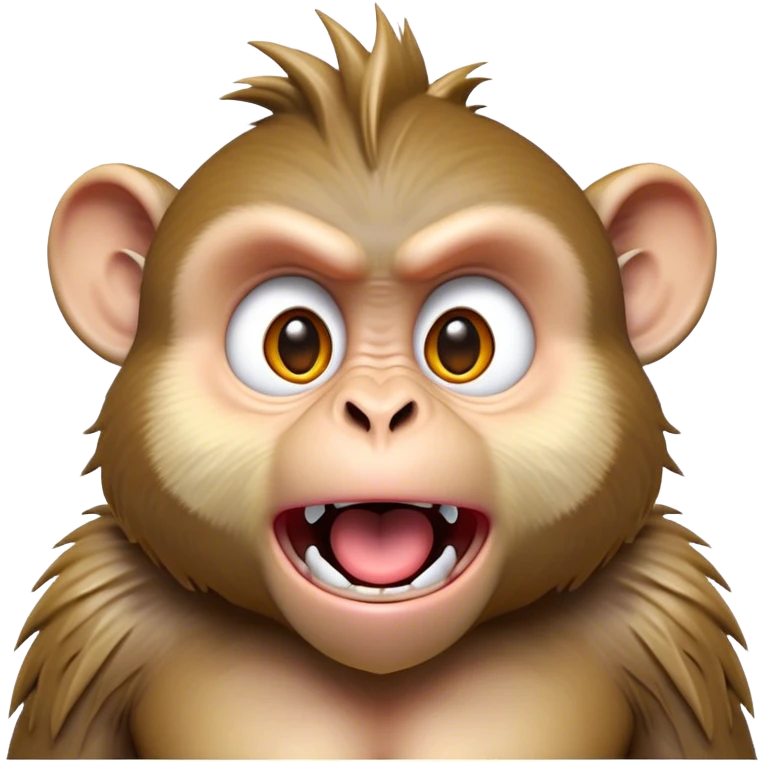 Cinematic Comical Macaque Portrait Emoji, Head tilted dramatically with an exaggerated, shocked expression and a raised eyebrow, featuring a lively, nimble build with spiky fur and wide, comically expressive eyes, Simplified yet hilariously animated features, highly detailed, glowing with a slightly sassy, vibrant glow, high shine, dramatic yet playful, stylized with an air of cheeky primate attitude, soft glowing outline, capturing the essence of a meme-worthy macaque that looks ready to deliver a playful side-eye into viral fame! emoji