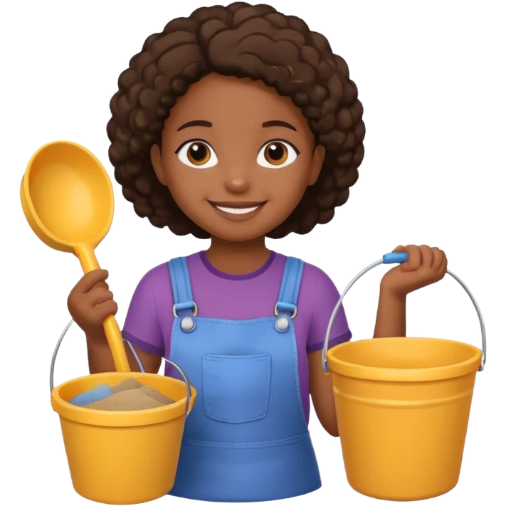black kid girl with toy sand bucket emoji