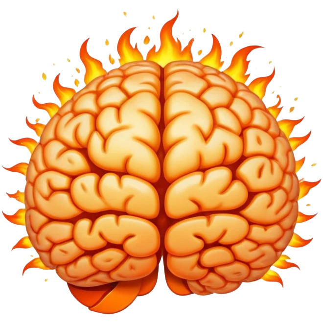 🤯🔥 Exploding Brain on Fire – When something is just TOO mind-blowing emoji