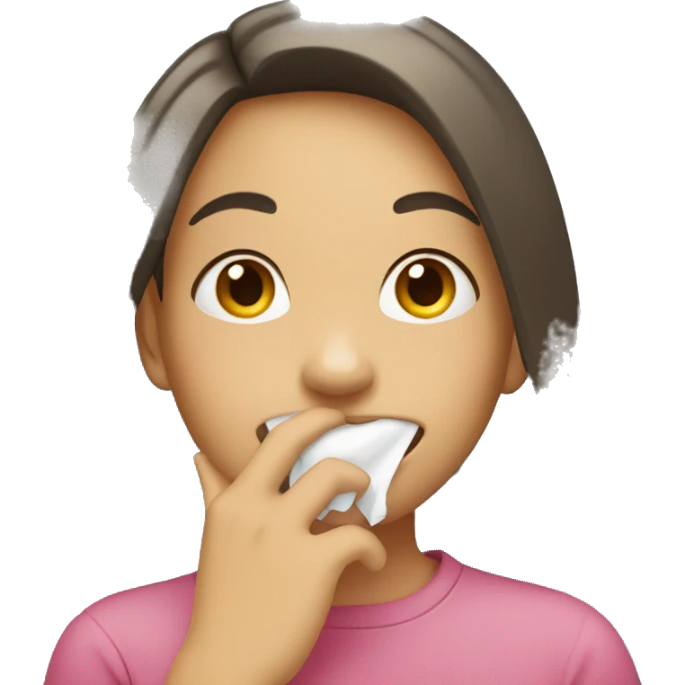 Girl smiling while covering mouth emoji