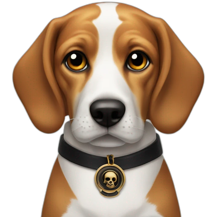 beagle with black collar and dark skull medallion  emoji