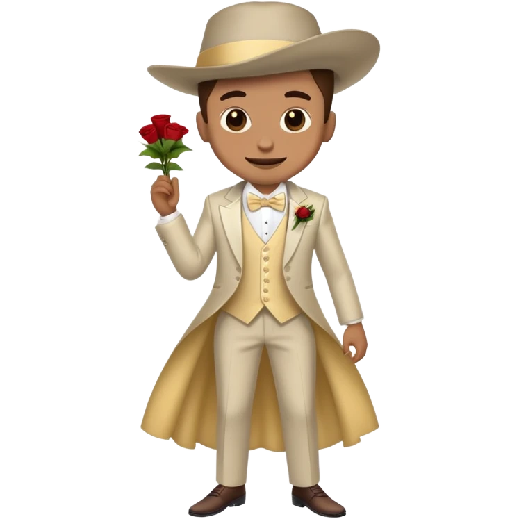 Person in fancy outfit with mischievous grin sneaking into a wedding ceremony emoji