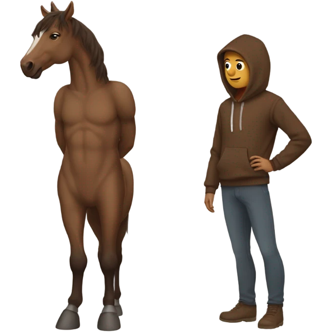 Centaur wearing a brown hoodie emoji