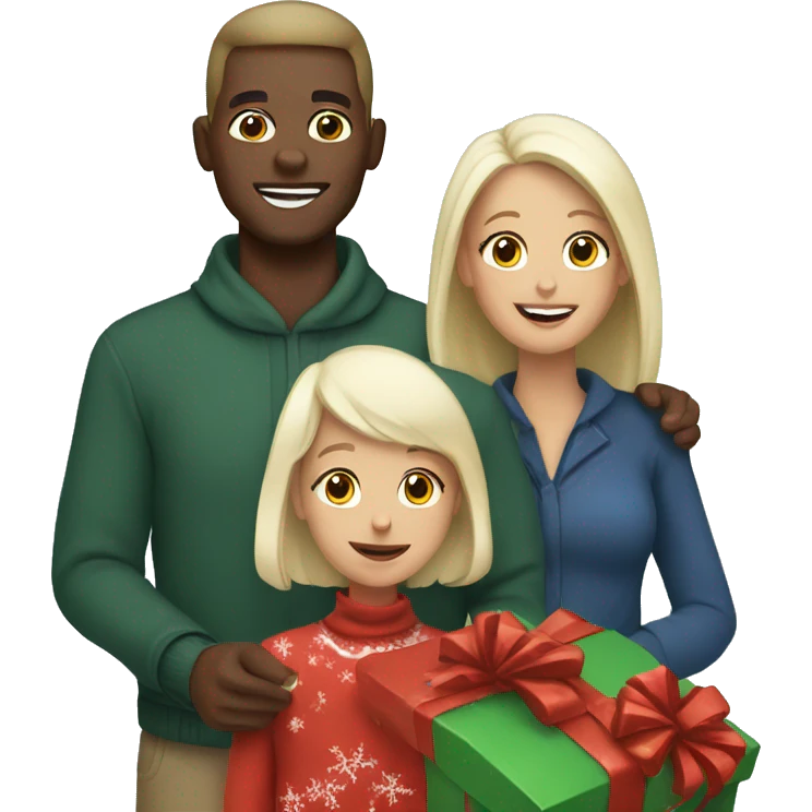 White family Christmas with presents  emoji