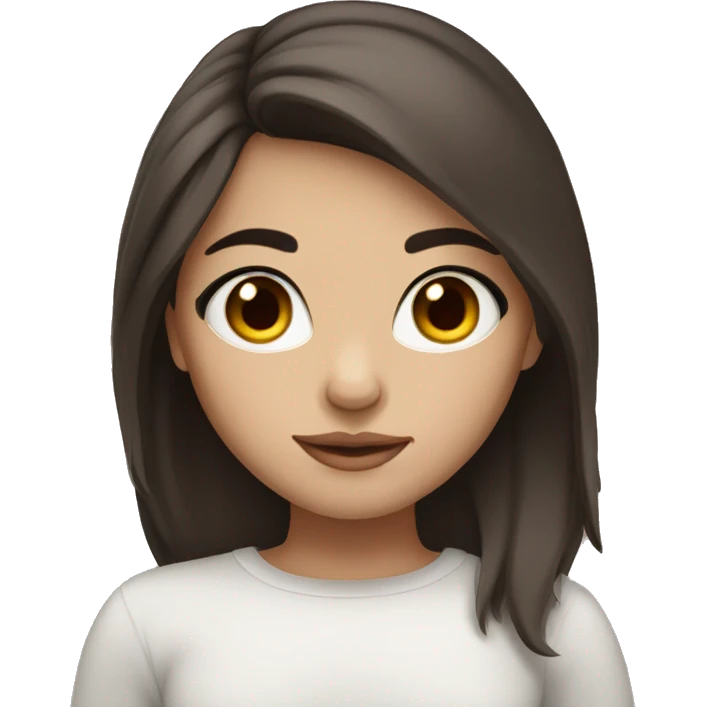 brune girl with white skin and brown eyes emoji