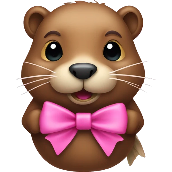 Beaver with a pink bow emoji