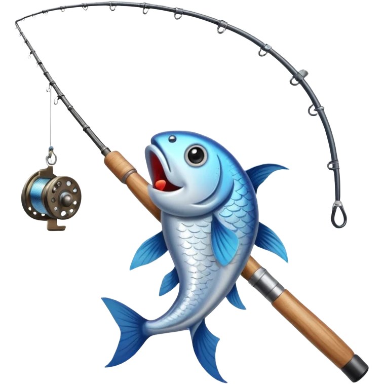 curve fishing rod with fish emoji