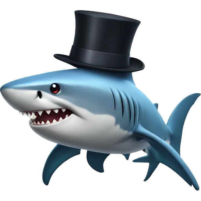 Shark with a top hat emoji