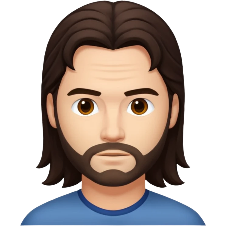 Chris Pontius with long dark brown hair emoji