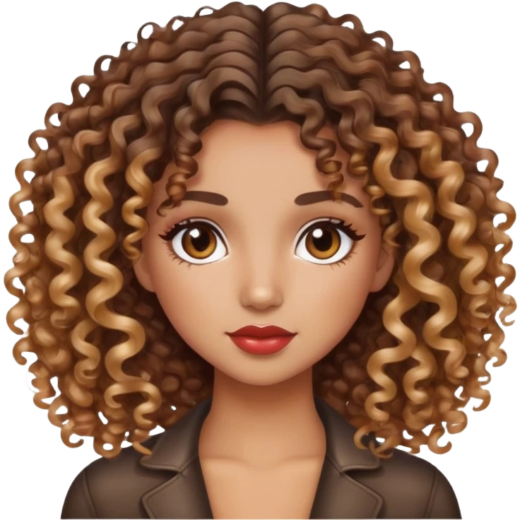 curly haired pretty girl with balayage and lipgloss  emoji