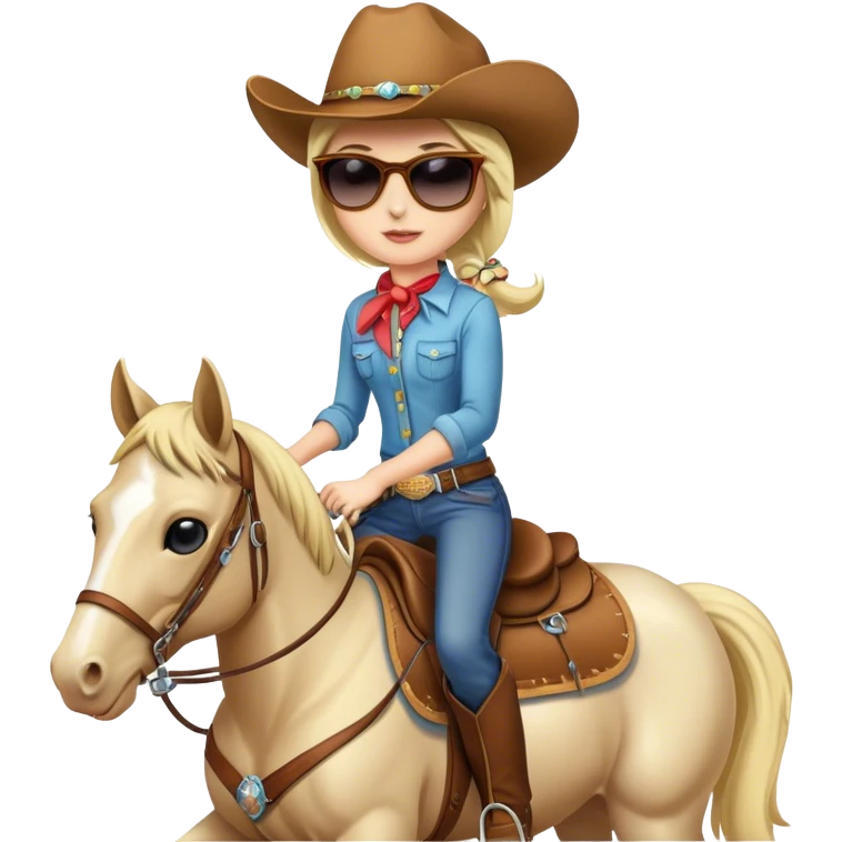 Cowgirl with sunglasses riding a horse  emoji