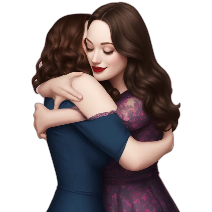 Kat dennings hugs Elizabeth gillies emoji
