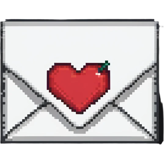 Pixelated love letter with a heart seal emoji