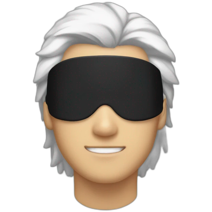 White-haired anime character with a black blindfold. emoji