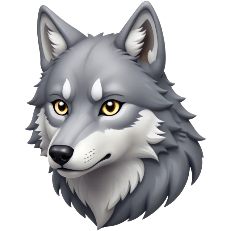 Cinematic Noble Wolf Portrait Emoji, Poised and regal, with a strong, lean build and a sleek, well-groomed Fur of grey and white, deep-set soulful piercing eyes, Simplified yet sharp and sophisticated features, highly detailed, glowing with a soft, dignified glow, high shine, intelligent and fierce, stylized with an air of wild majesty, focused and attentive, soft glowing outline, capturing the essence of a watchful and confident alpha, so majestic it feels as though it could howl out of the screen with effortless authority! emoji