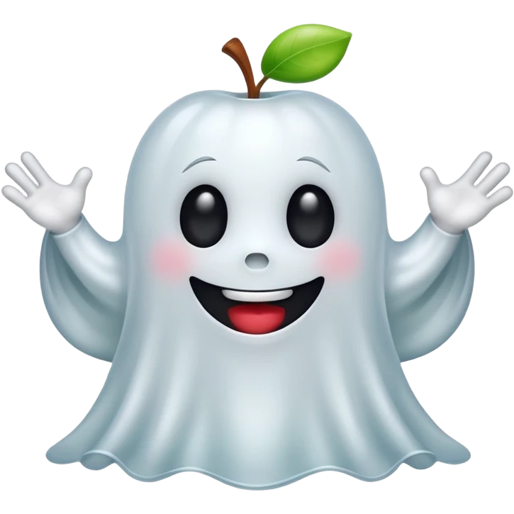 funny and cute ghost with a very cool vibe, Apple emoji style, with a funny and friendly expression emoji