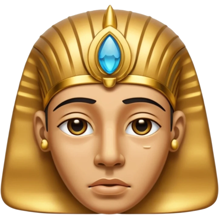 Discord emoji for "RA Silkroad", Ancient Egyptian theme, crying Pharaoh face, cartoonish, colorful, shiny gold accents, small and clear.
 emoji