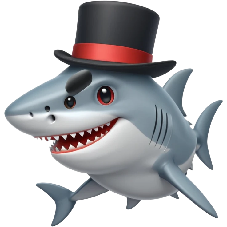 Shark with a top hat emoji