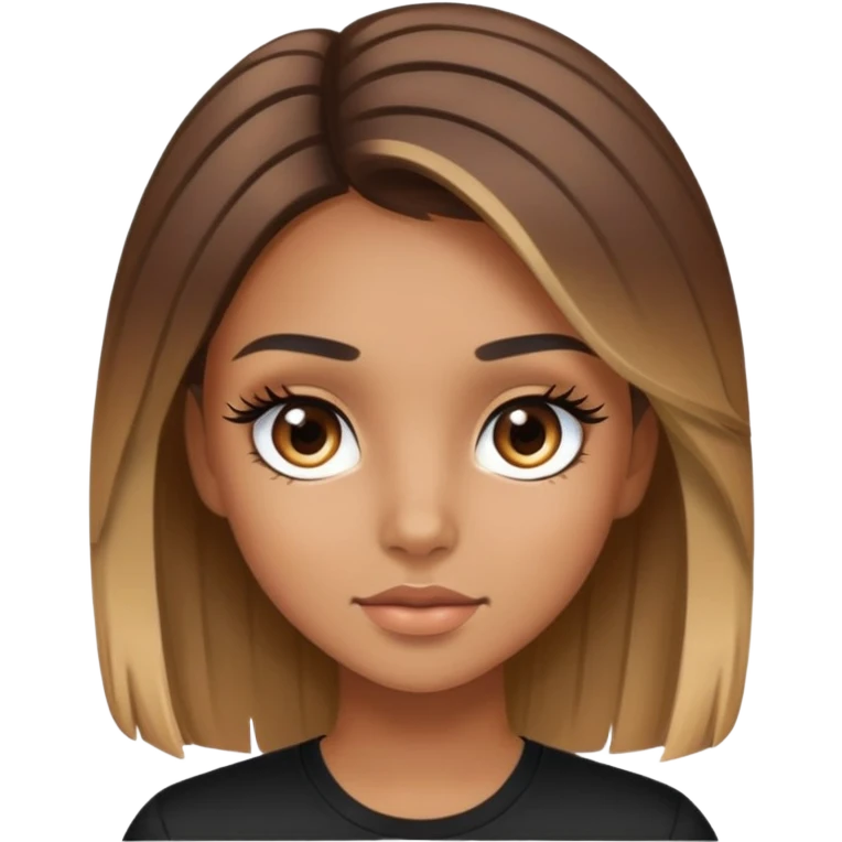 a girl with highlights and lashes with a black shirt on emoji