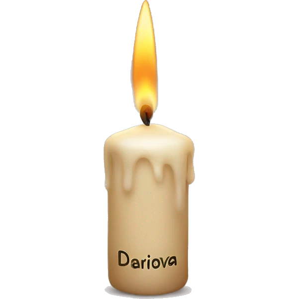 candle with the inscription "dariaenova" emoji