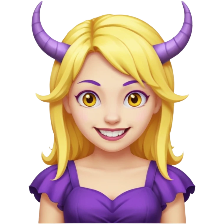  yellow hair girl with evil horns and purple dress emoji