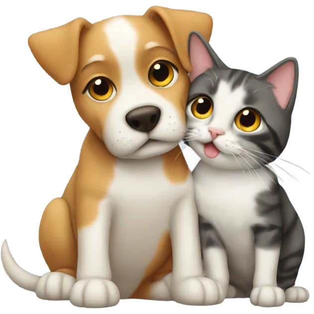 Dog kissing cat emoji