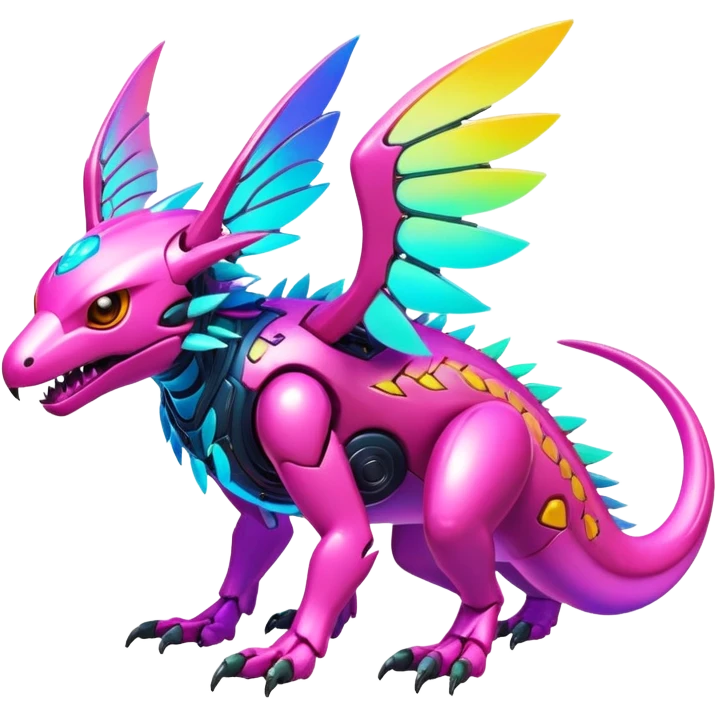 Tropical futuristic lush warm-colored modern colorful neon-colored cyber-Fakémon-Digimon-Trico-creature emoji