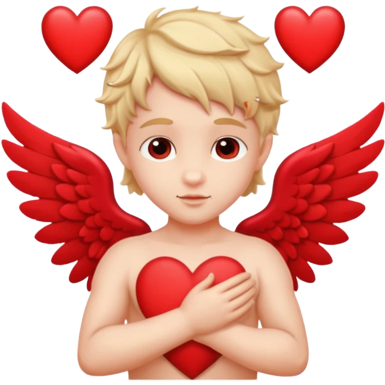 Cupido rodeado de corazones  mostrando sus alas y su arco   emoji