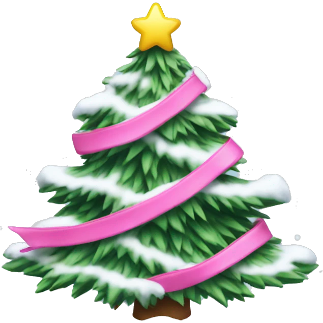 Christmas tree with pink bows and snow emoji