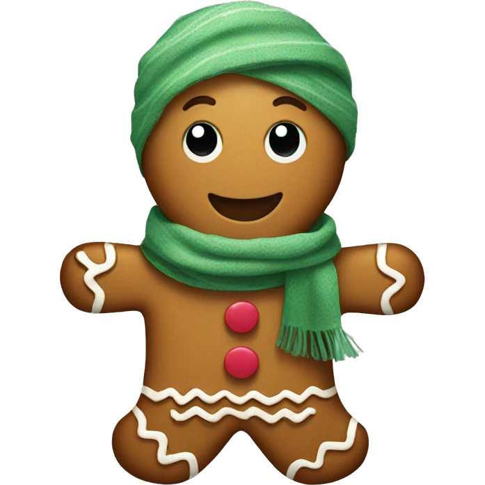 Gingerbread man wearing a scarf  emoji