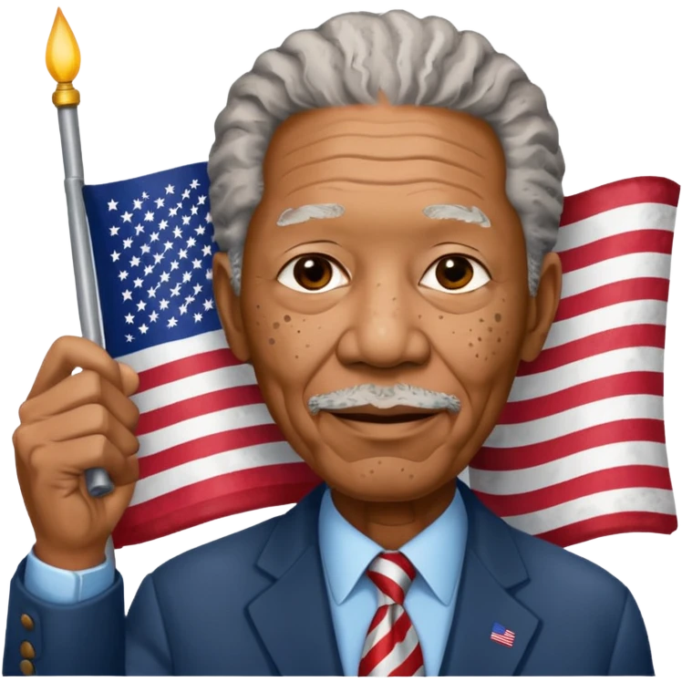 morgan freeman holding an american flag emoji