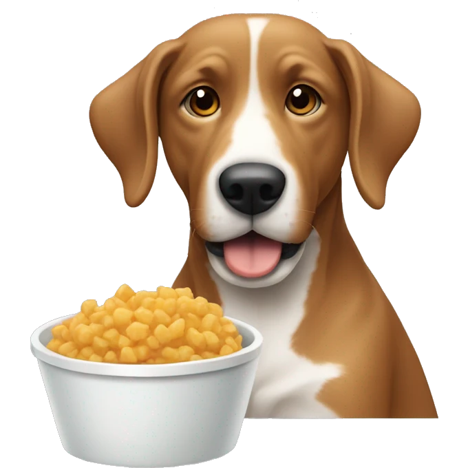 dog that eat a food in bowl  emoji