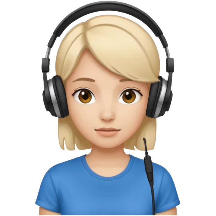 Female, shy, wearing headphone having mic, t-shirt 
 emoji