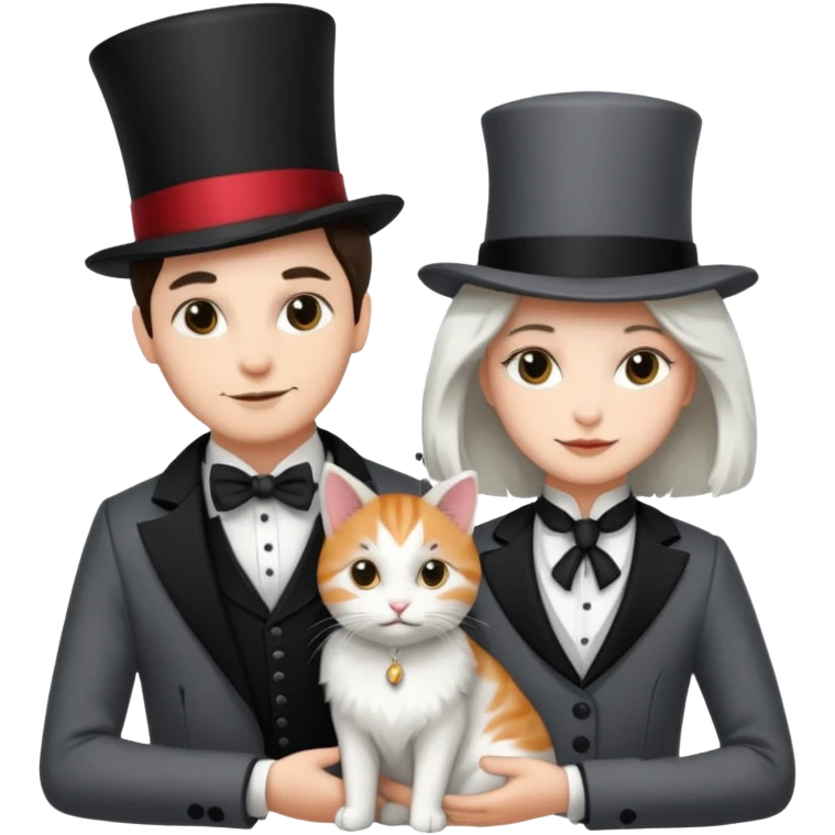 magician couple and their pet cat emoji