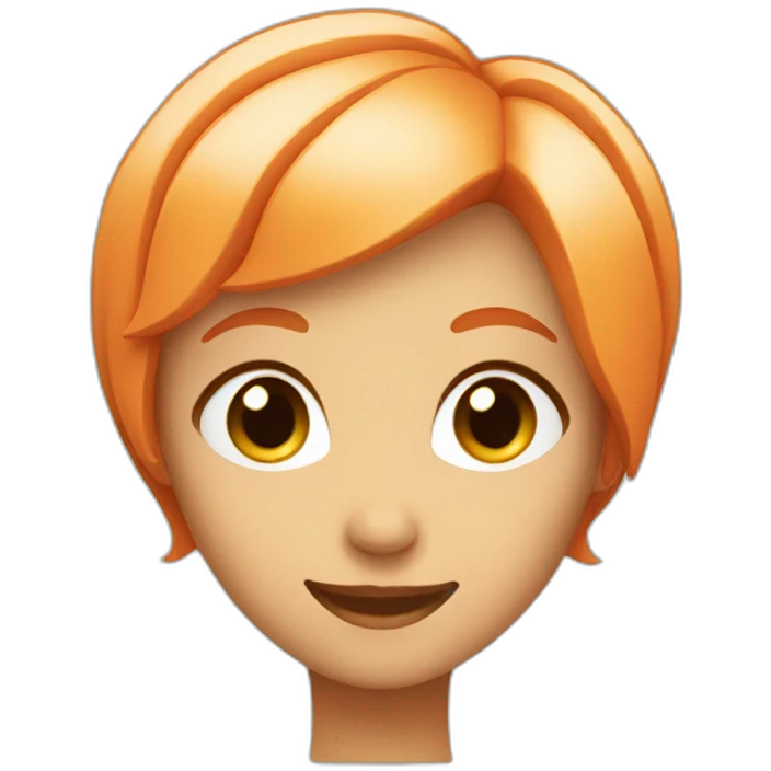 A orange girl smile with short hair without body emoji