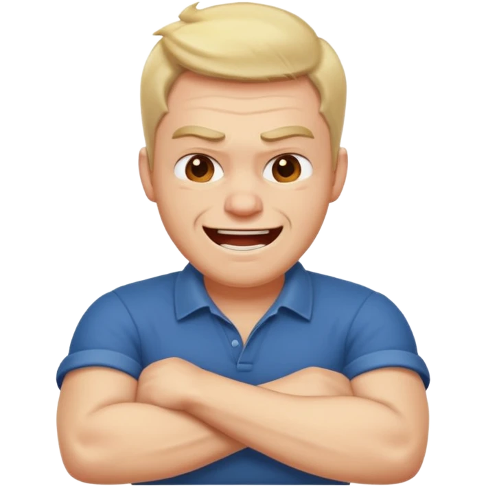 arms crossed around neck angry laughing guy  emoji